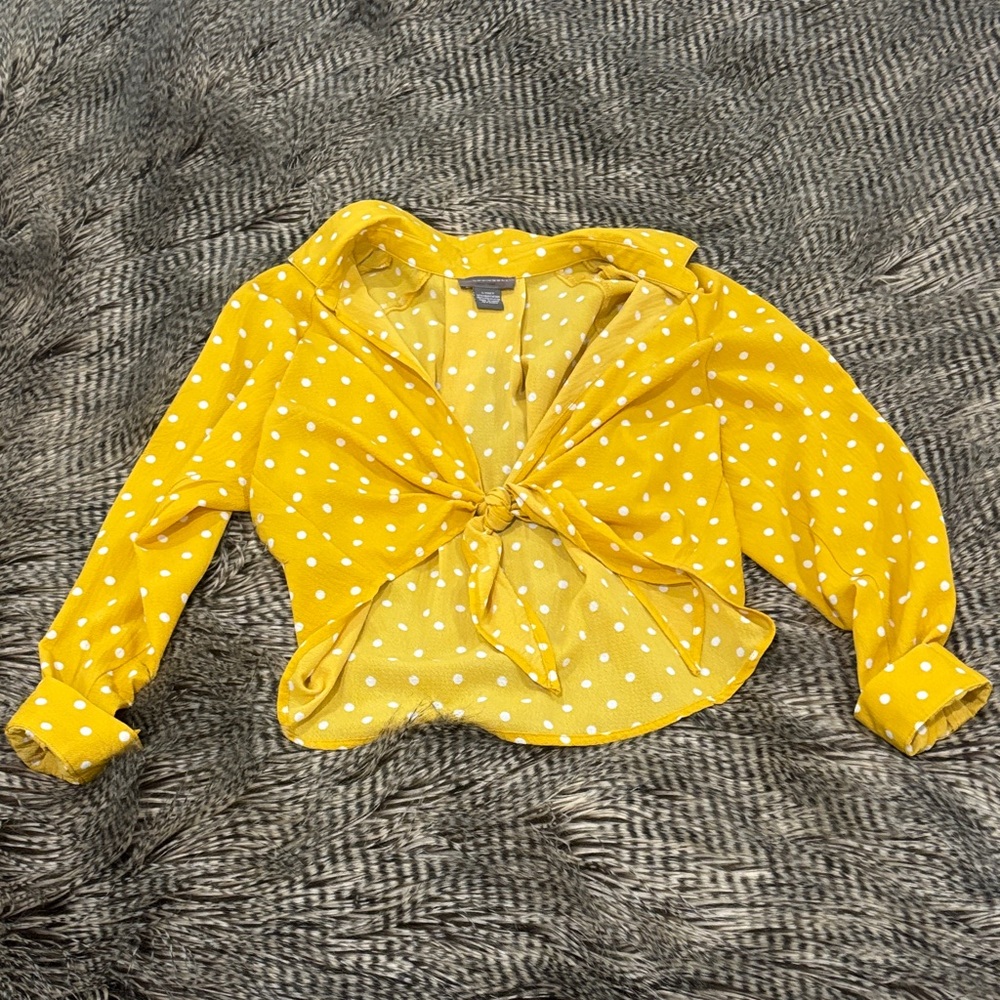 Sans Souci Mustard Polka Dot Top